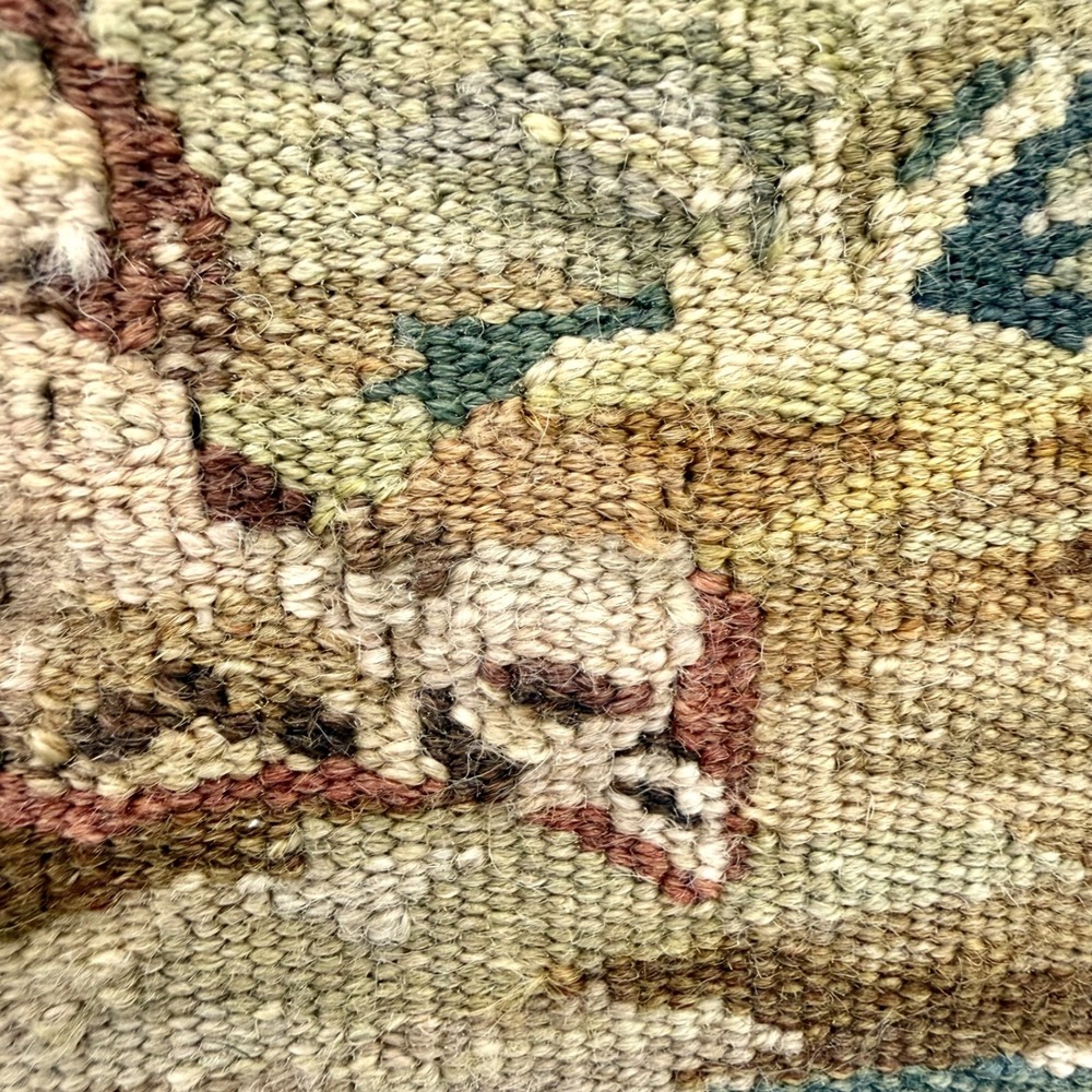 Vintage Handwoven Aubusson Pillow Cover 24x24 Wool Pheasant Floral Gold Fringe - Picture 2 of 16